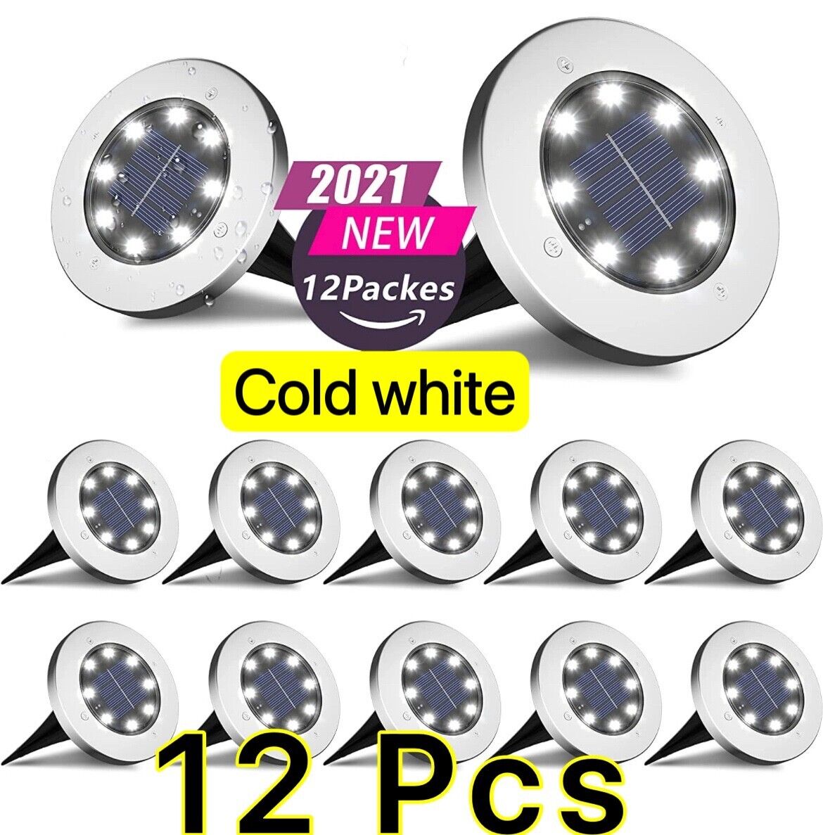 12PACK Solar In Ground Lights Outdoor Buried Lamp Disk LED Lawn Pathway Garden Unbranded Does Not Apply