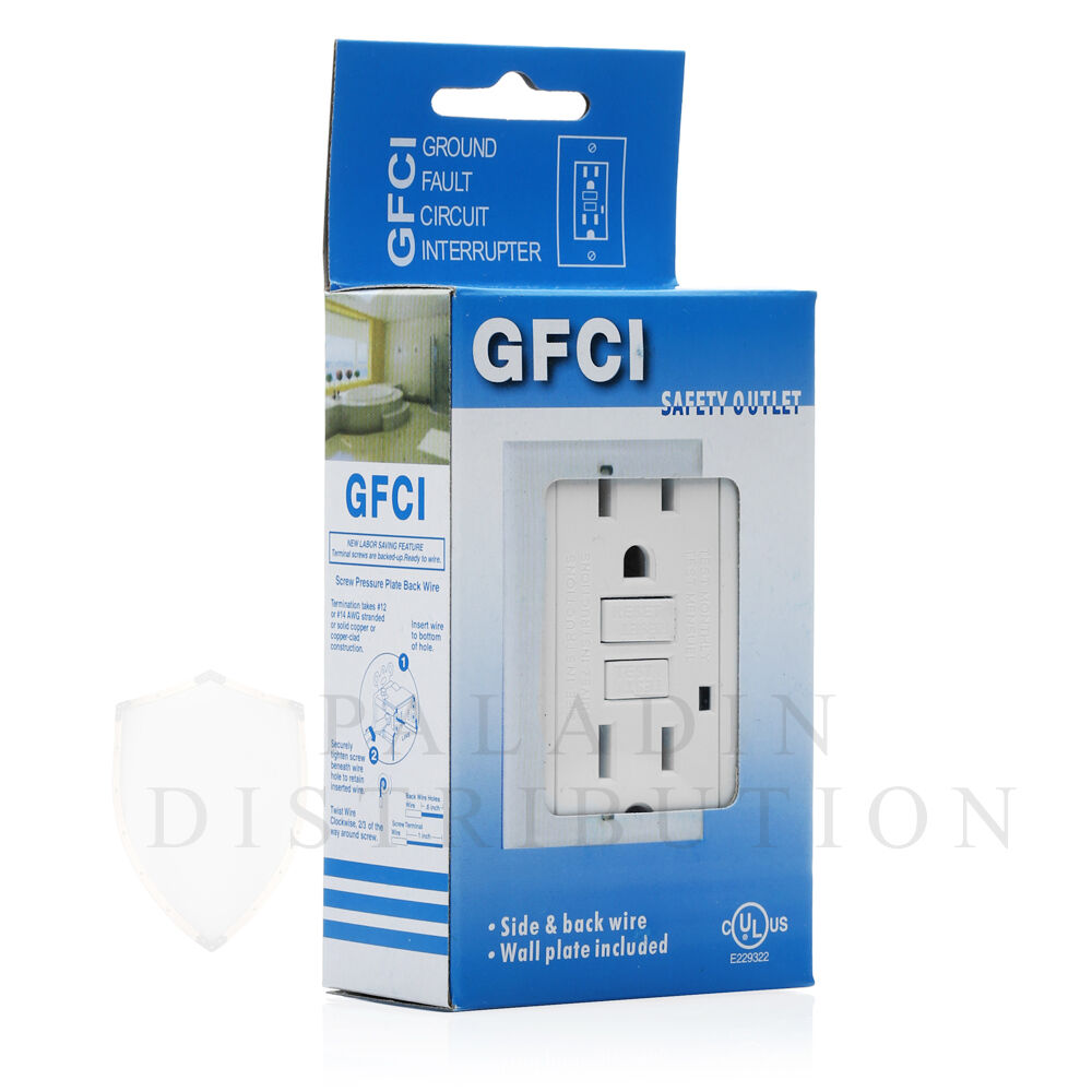 15A Amp GFCI Receptacle Outlet w/ LED & Wall Plate - UL Listed, White (10 Pack) Paladin TG15-10PK - фотография #7