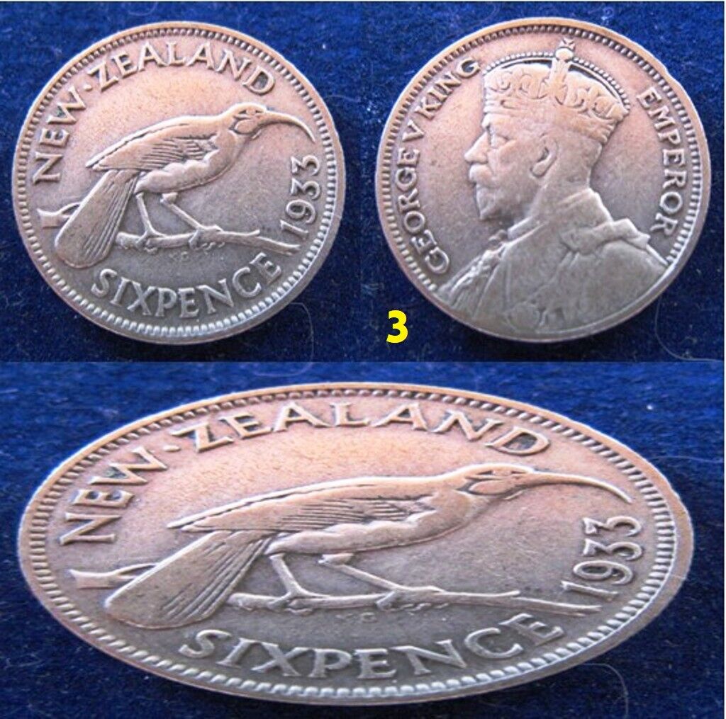 New Zealand - 1933+1940+1946+1948 - 6 SixPence - XF- 4 COINS LOT Без бренда