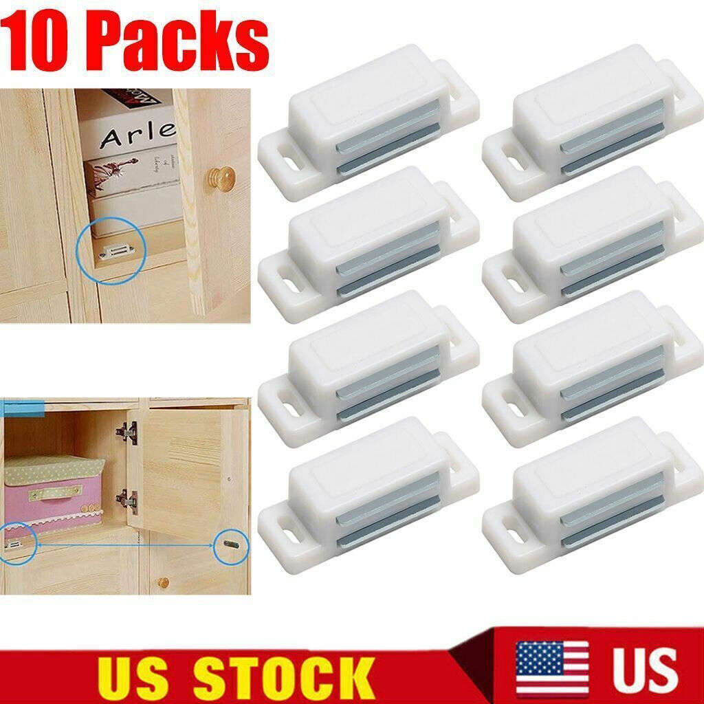 10Pack White Magnetic Door Catches Kitchen Cupboard Wardrobe Cabinet Latch Catch Housmile