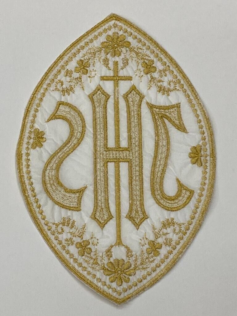 IHS Latin Cross Emblem Gold Embroidered Clergy Vestment Altar 2 PcS. Unbranded Does Not Apply - фотография #4