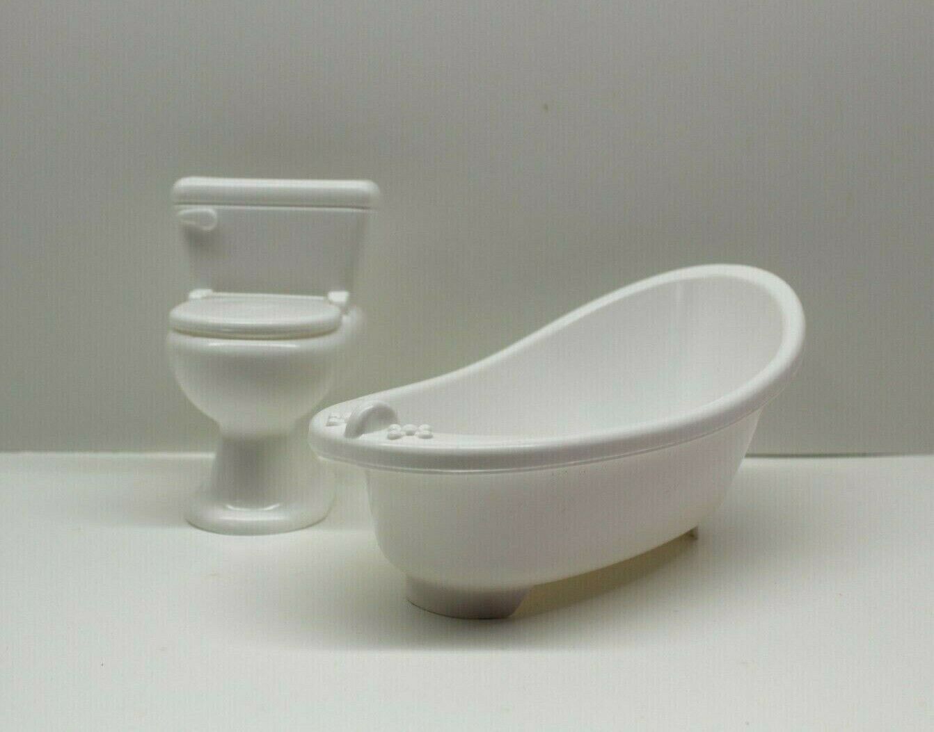 Doll Furniture Bathroom Set White Tub Toilet For 11 inch to 12 Inch Dolls Greenbrier Does Not Apply