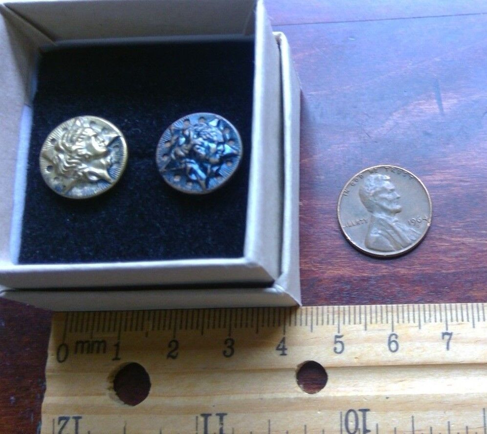 Astrea Antique Metal Brass Victorian Picture Buttons 15mm Lot of 2, 9/16th Inch Без бренда - фотография #6