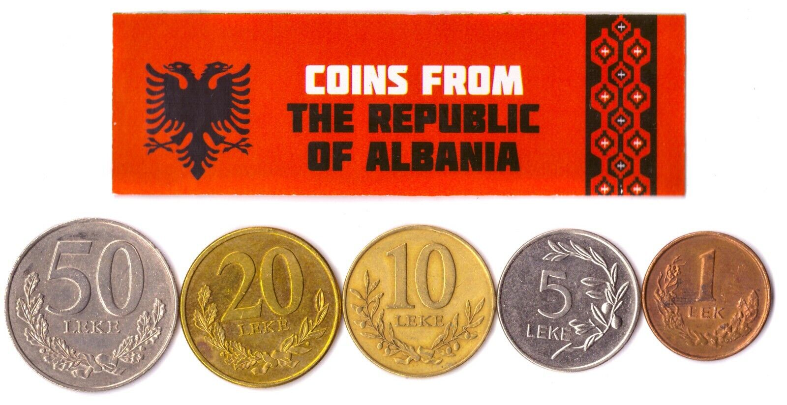 5 Albanian Coins | Mixed Denominations 1 - 50 Lekë | Berat Castle | Balkans Без бренда - фотография #2