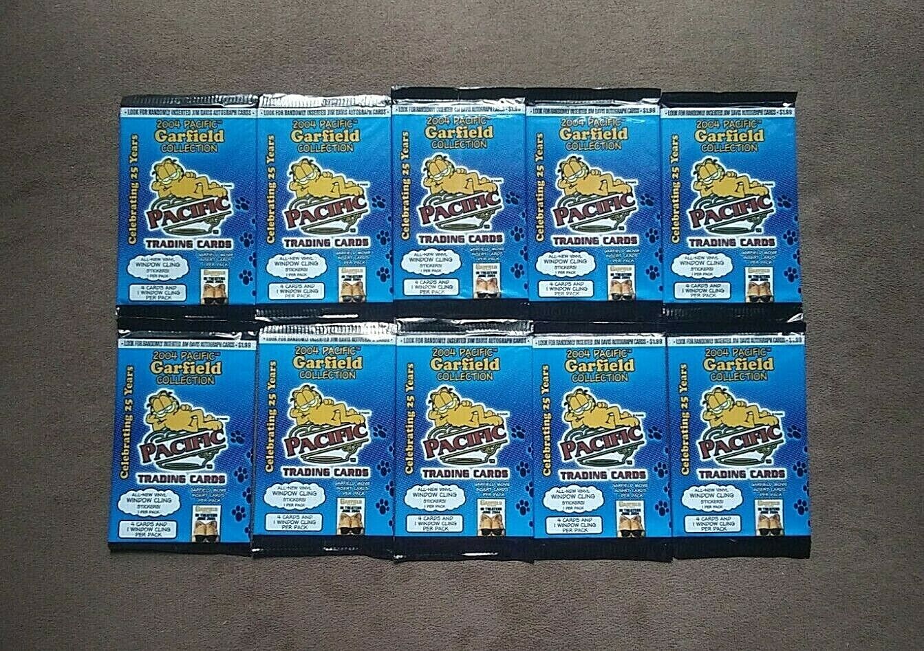 (10) 2004 Pacific Garfield Collection Trading Cards Sealed Packs Lot ~ 25 Years Без бренда