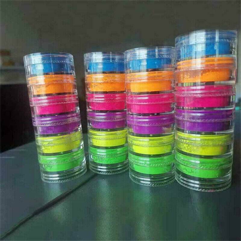 6Colors Neon Nail Art Pigment Powder-Glitter Eyeshadow Cosmetic Makeup Tool Set. Unbranded Does Not Apply - фотография #8