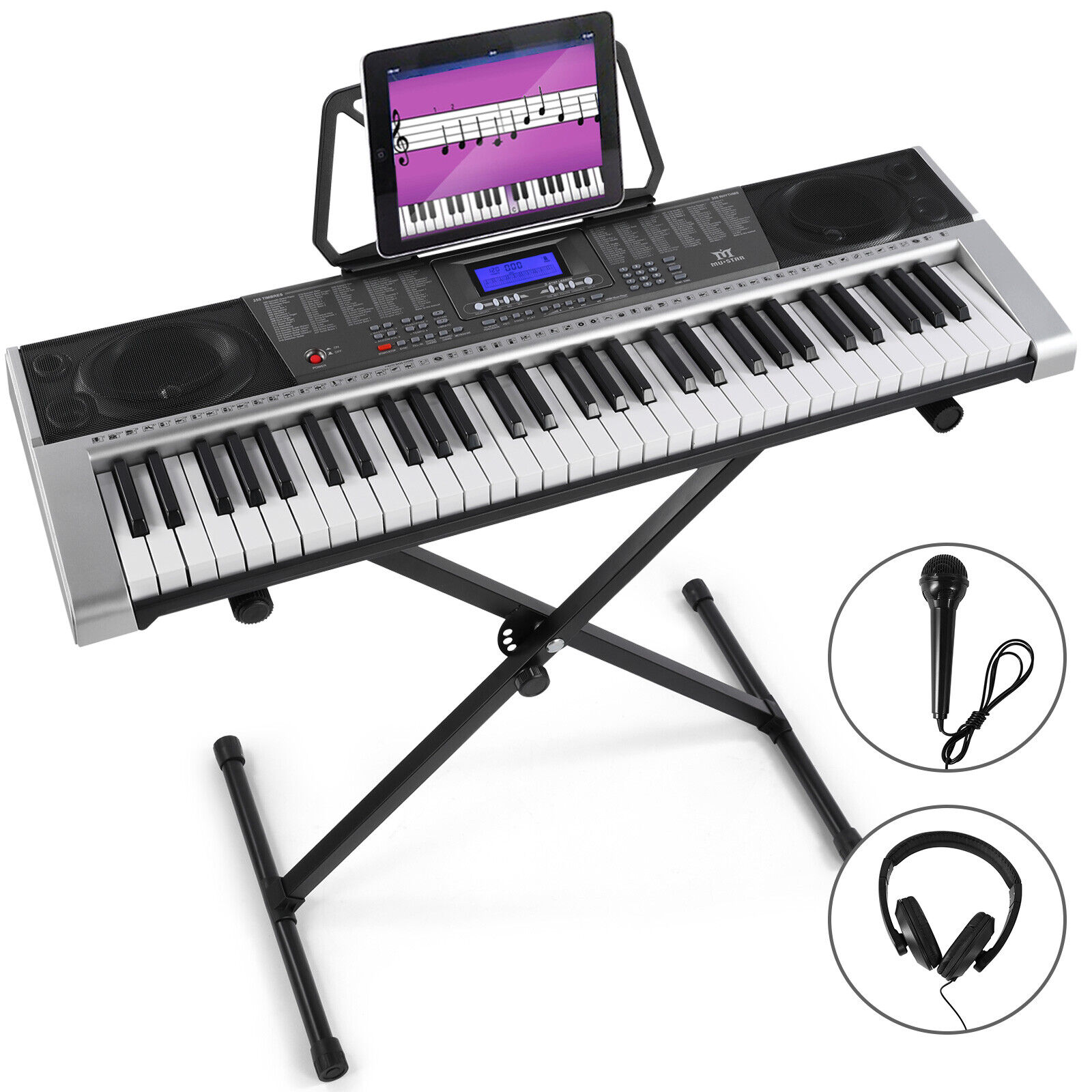 New Portable 61 Key Electronic Keyboards Piano LCD Screen w/Headphone,Microphone Mustar S6010300 - фотография #11