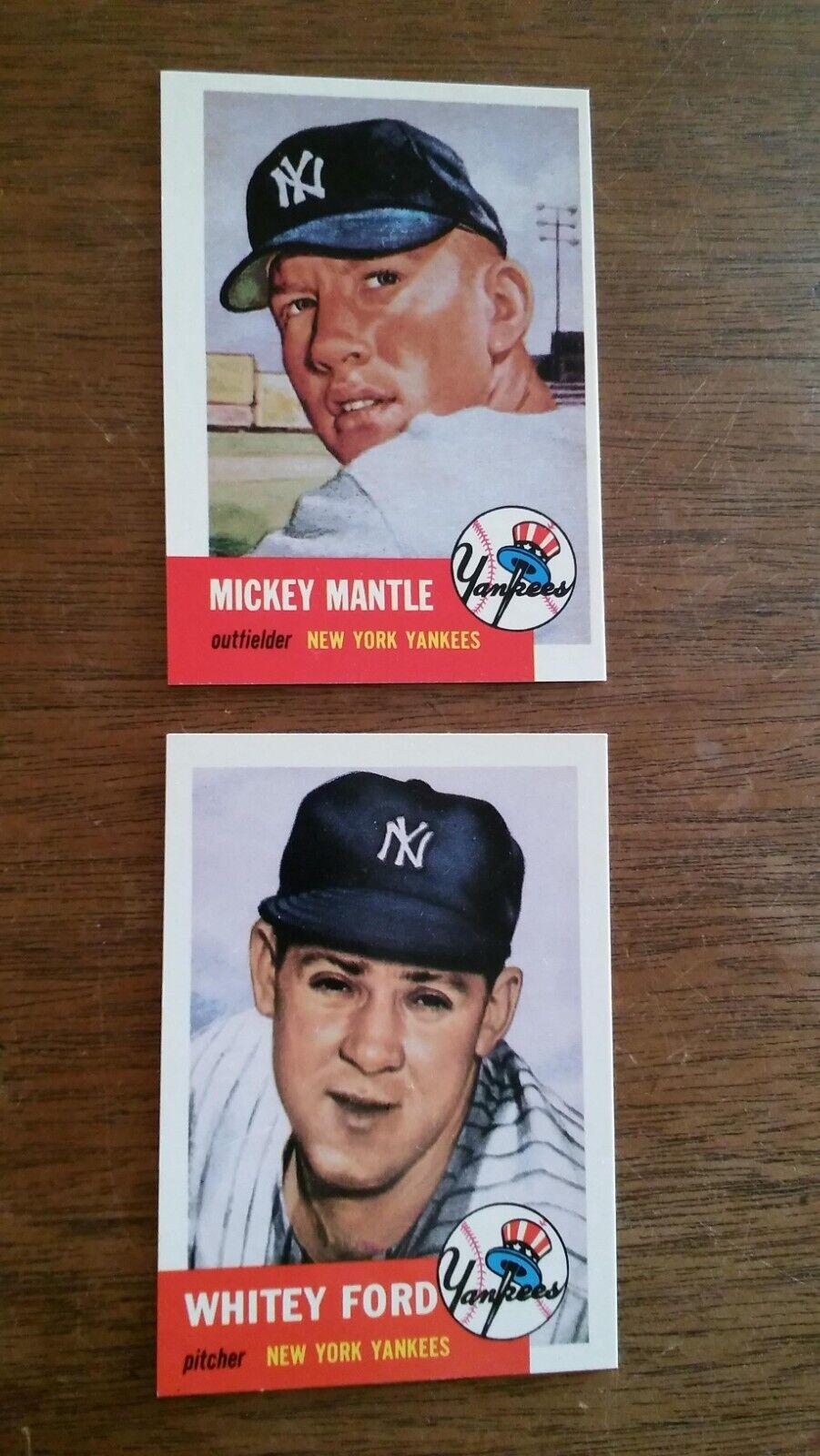 MICKEY MANTLE #82 + WHITEY FORD  #207,  1953 TOPPS ARCHIVES LOT NEW YORK YANKEES Без бренда