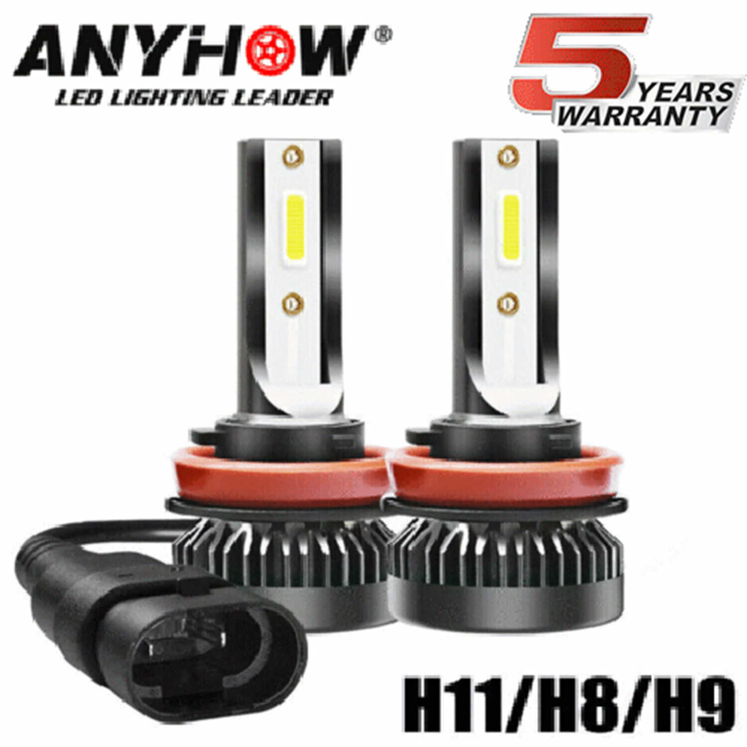 Mini H11 LED Headlight Kit H9 H8 1200W 280000LM High Low Beam Bulbs Fog Light 2X isincer Does Not Apply
