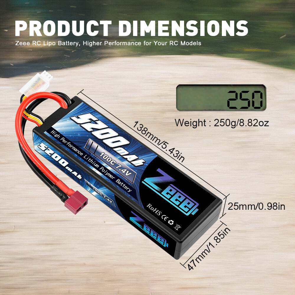 2x Zeee 100C 5200mAh 7.4V 2S LiPo Battery Deans Hardcase for RC Car Truck Heli ZEEE Does Not Apply - фотография #4
