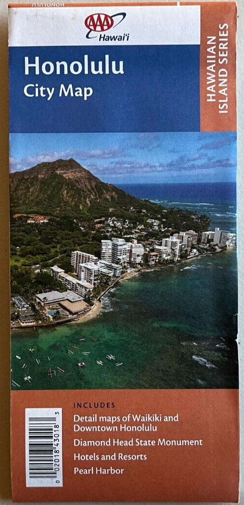 New AAA HONOLULU HAWAII CITY ROAD MAP  Oahu Highway  HI  HAWAIIAN ISLAND SERIES Без бренда