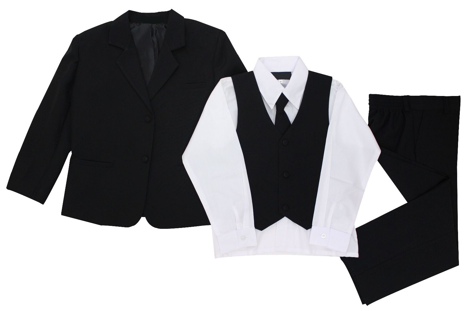 Boys Formal Black Suit 5 Pieces Set Toddler Size 2T to 14 Без бренда - фотография #5