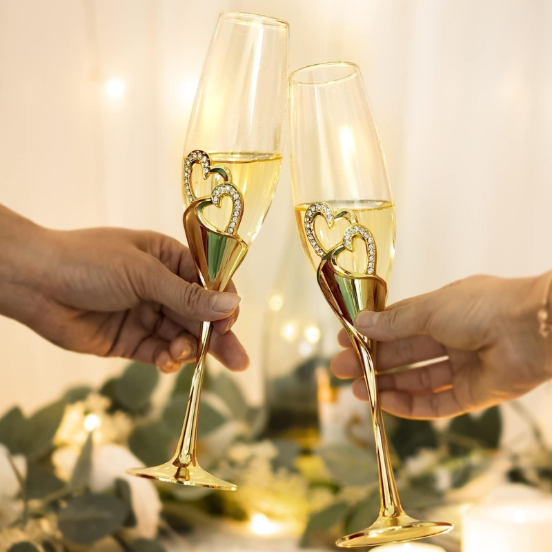 Wedding Champagne Goblets Toasting Flute Glasses for Bride and Groom Creative De Does not apply - фотография #3