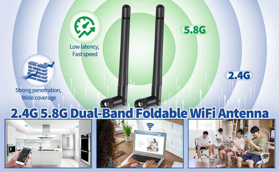 For gaming desktop(ASUS motherboard's built-in WiFi module)WiFi DualBand Antenna Bingfu TB5153 - фотография #9