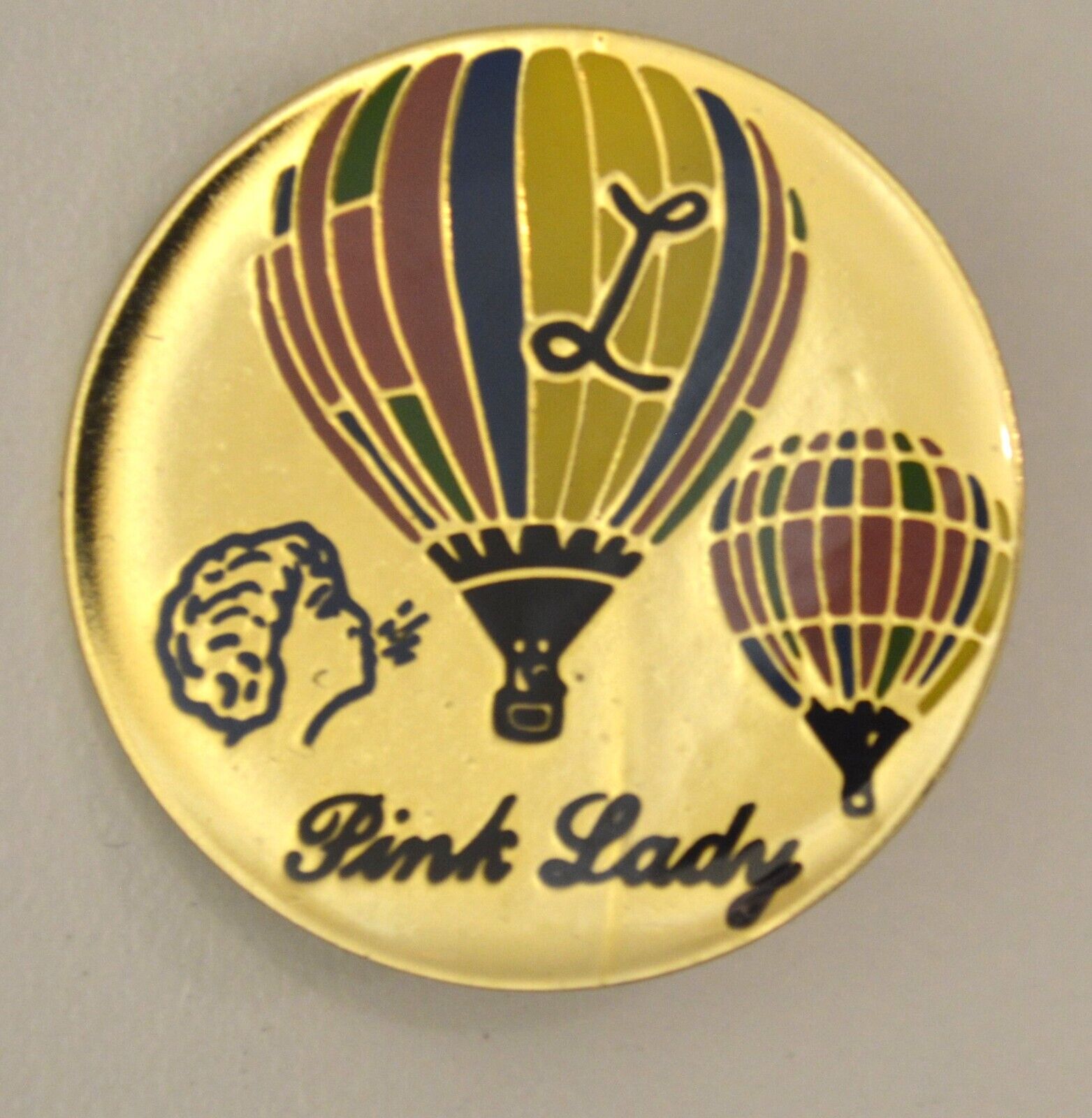 Vintage - Pink Lady Hot Air Balloon Pin Без бренда