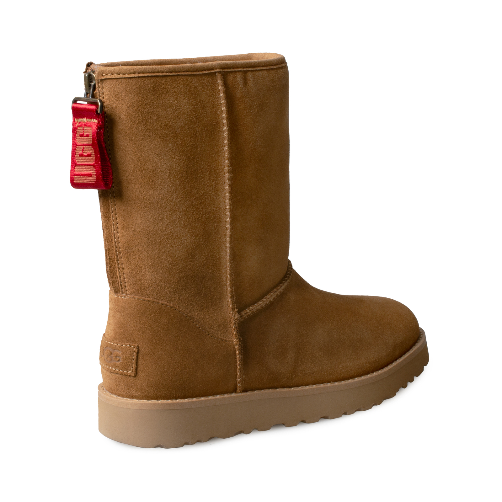 UGG CLASSIC SHORT LOGO ZIP CHESTNUT SUEDE SHEEPSKIN WOMEN'S BOOTS SIZE US 7 NEW UGG Australia - фотография #3
