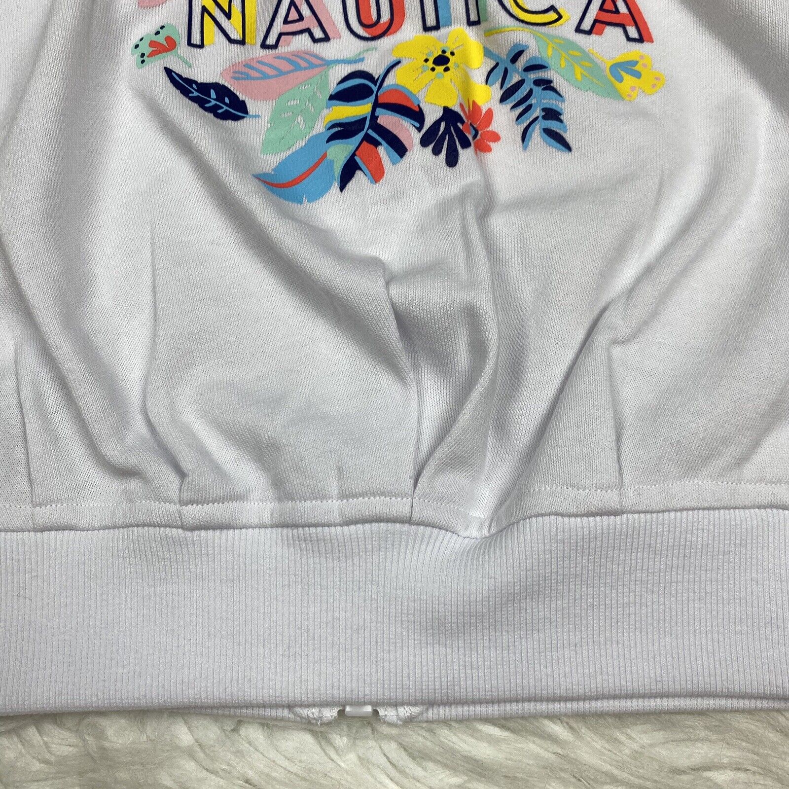 New NAUTICA Hoodie Jacket Zip Up Girl's Size 6 White Floral Graphic School Nautica Does Not Apply - фотография #7