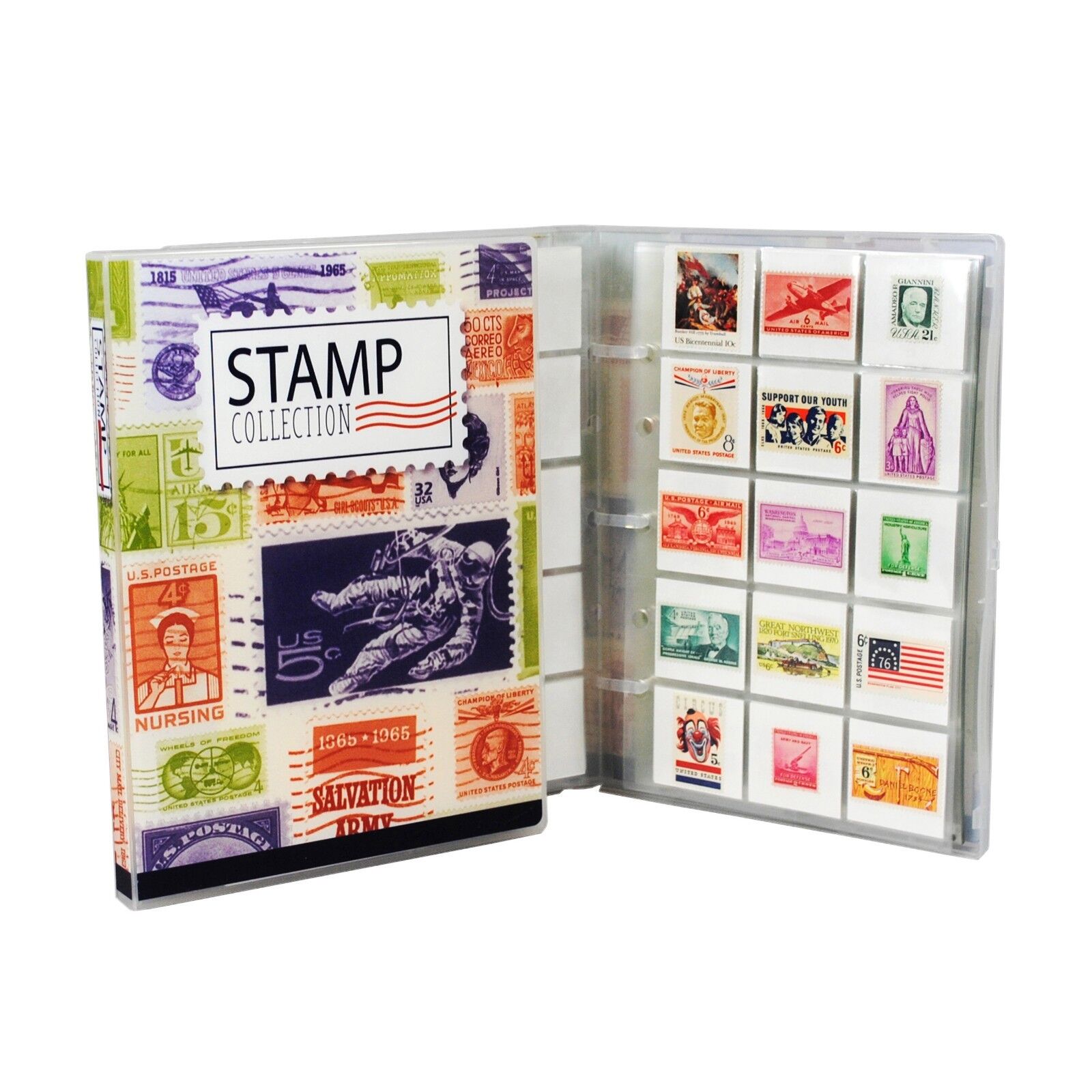 Stamp Collection Kit/Album, w/ 10 Pages, Holds 150-300 Stamps (No Stamps) UniKeep 17094