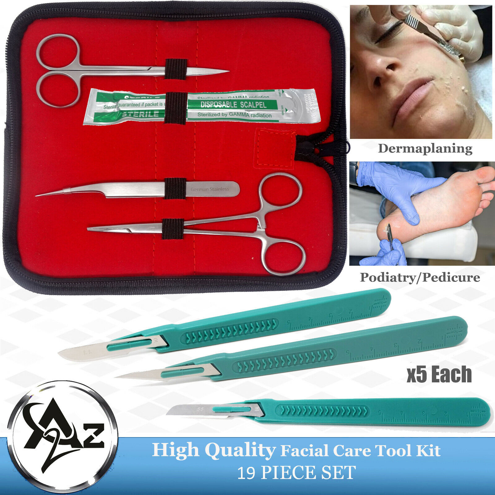 Best Dermaplaning Exfoliating Face Skin Care Kit - Disposable Scalpel #16,10,11  A2Z SCILAB Does Not Apply