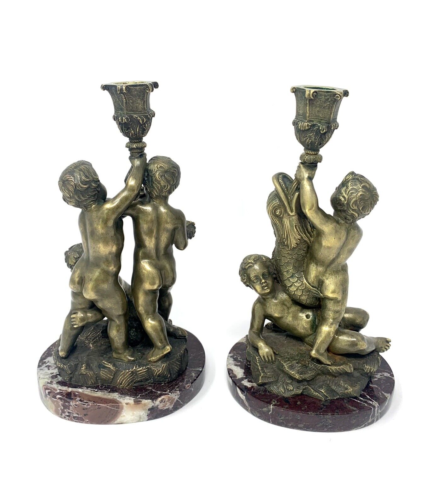 Unusual pair of antique Continental bronze figural candlesticks Без бренда - фотография #5