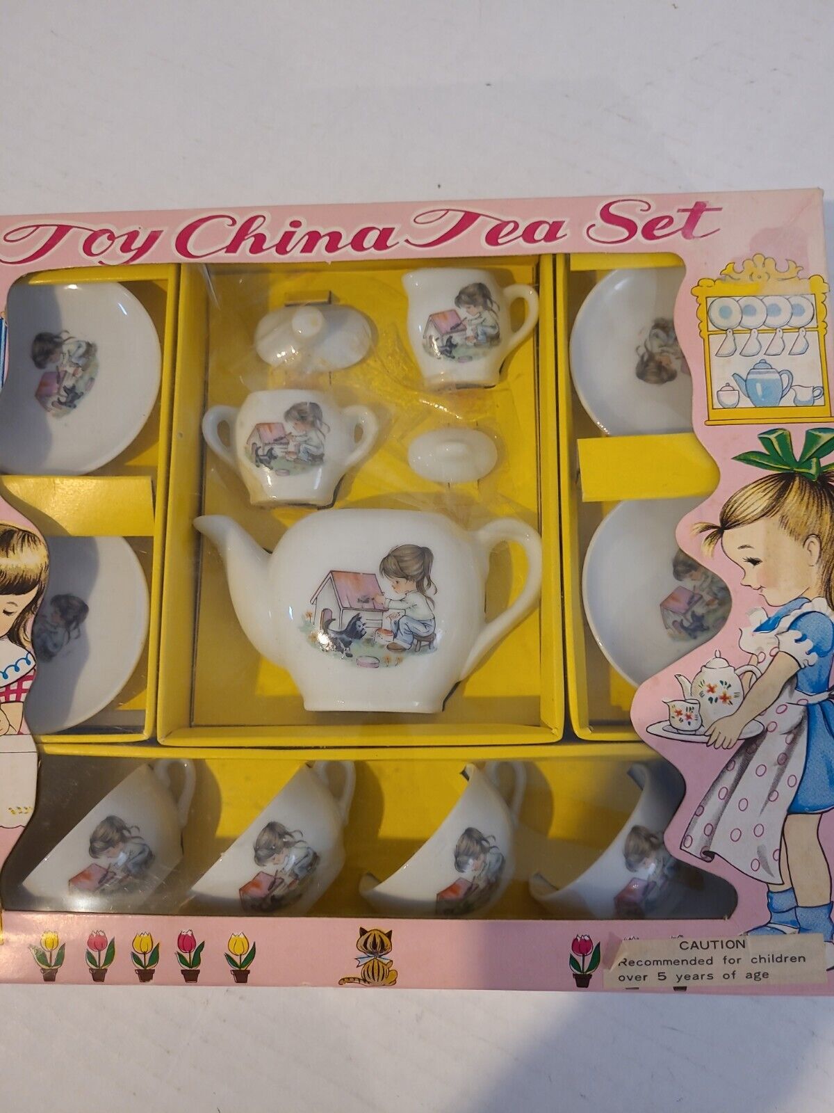 Vintage Child’s Toy China Tea Set Service For 4 New Old Stock Unknown Markings - фотография #6