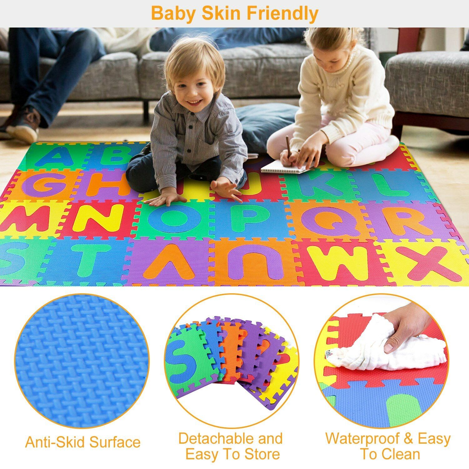 26pcs Baby Play Mat Alphabet Kids Home Floor Mat Jigsaw ABC Foam Puzzle 70"x 60" iMounTEK Does Not Apply