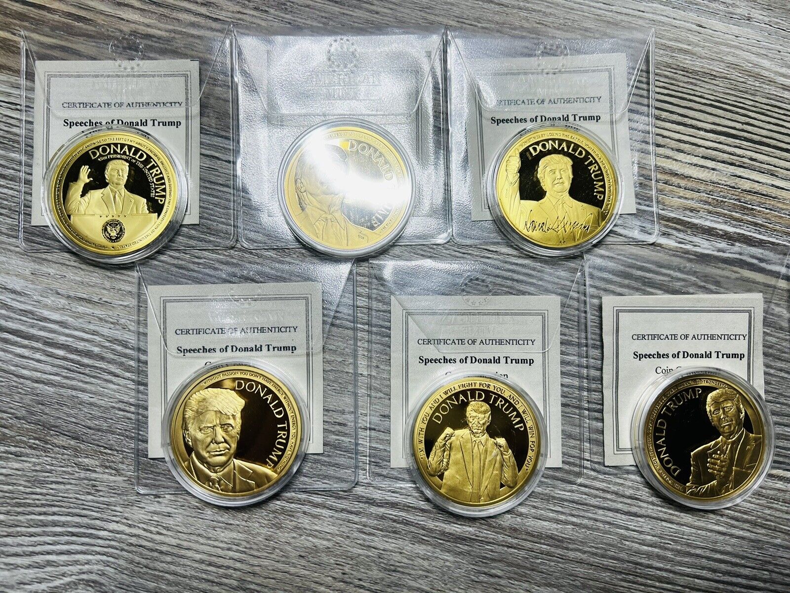 Coin Set (6) Certificate Speeches of Donald Trump Coin Book President US America Без бренда