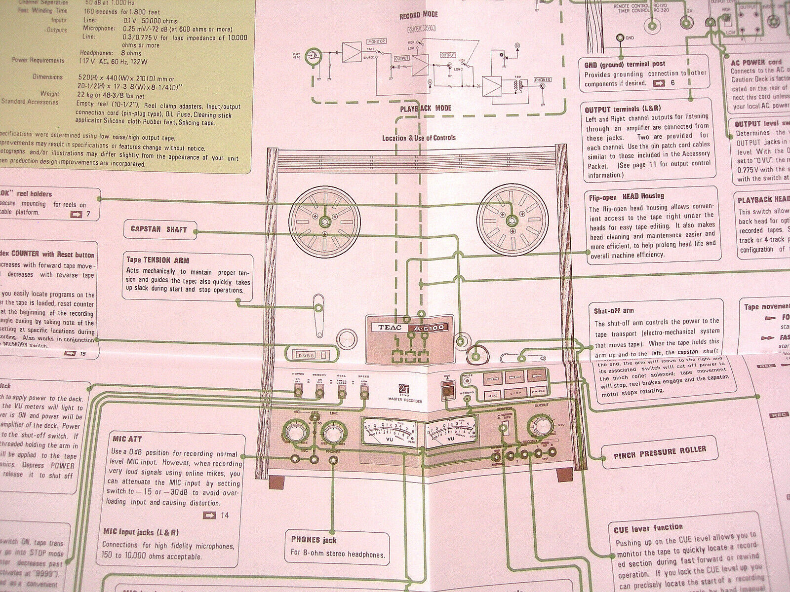ONE NEW COPY TEAC A-6100 REEL TO REEL TAPE DECK RECORDER OWNER'S MANUAL TEAC A-6100 - фотография #5