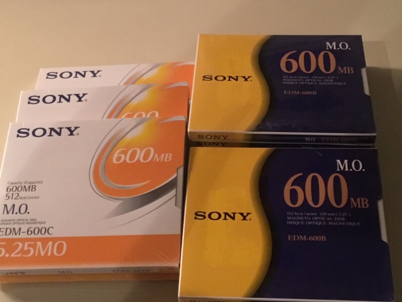 New Lot of 8 Sony EDM-600 5.25MO 600MB Magneto Optical Disks Sony EDM-600B