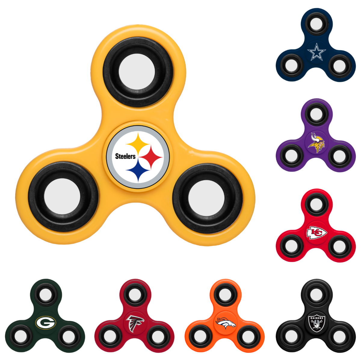 NFL Team Logo 3 Three Way Diztracto Fidget Hand Spinners - Pick Team - IN STOCK FOREVER COLLECTIBLES