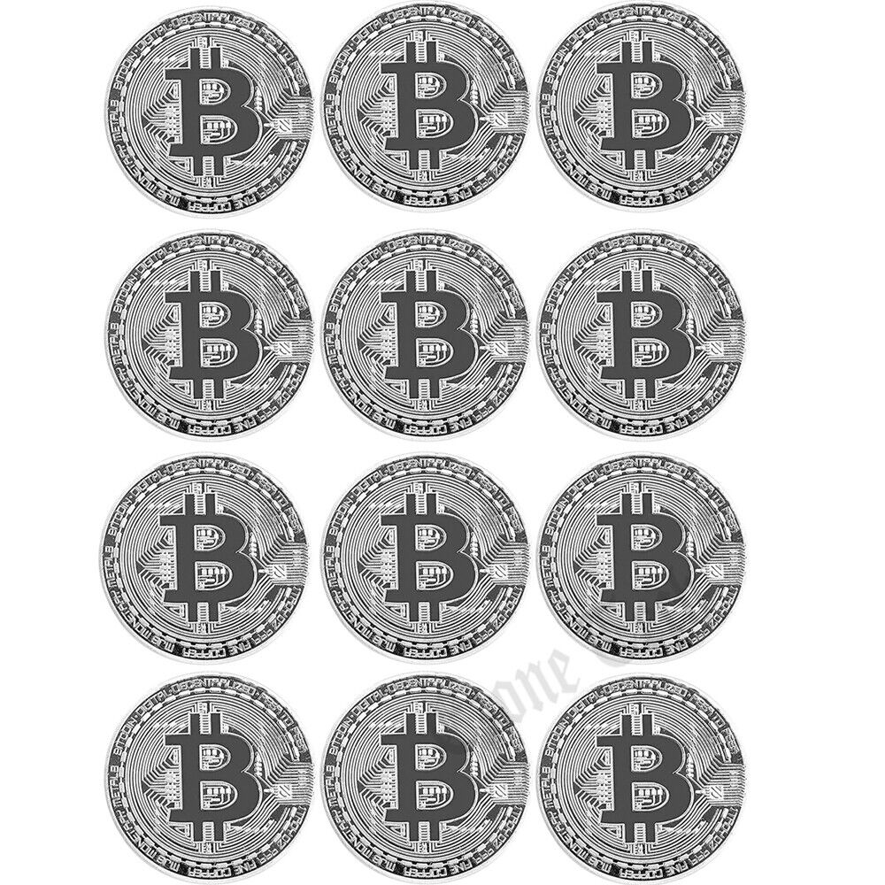 12PCS Physical Bitcoin Commemorative Coin Gold Plated Collection Collectible Без бренда