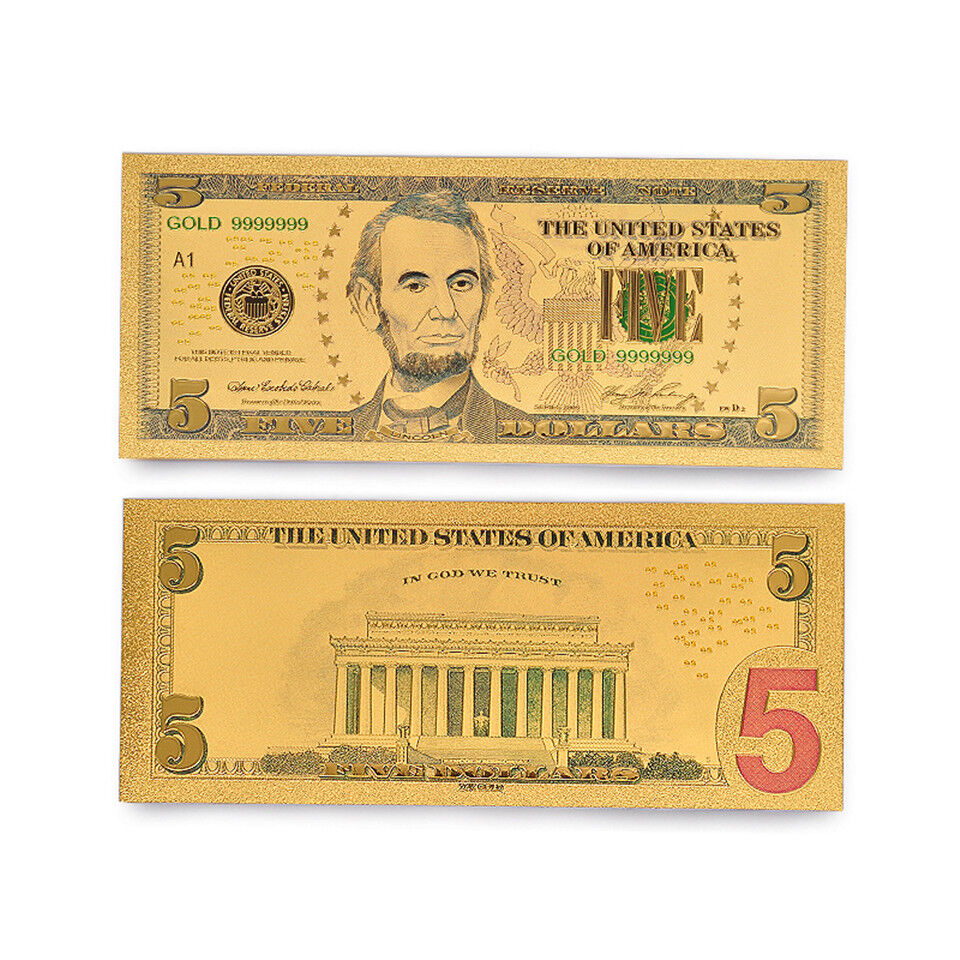 7PCS Gold Banknote American Dollar Bill Money Colored Dollar Bill Novelty Money Без бренда - фотография #7