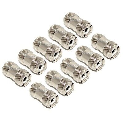 NEW 10 pack UHF SO-239 female coupler adapter - join two PL-259 coax cable plugs Steren 200-198