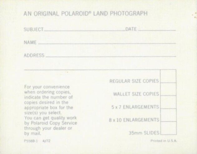 Polaroid Polacolor Print Mounts - 6 pack - 1972  Polaroid Polaroid Polacolor Print Mounts