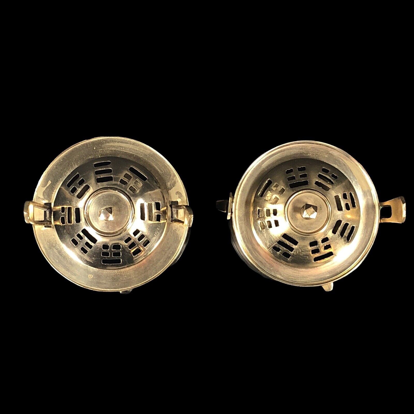 2ct Vintage Brass Chinese Censer Incense Burner Round w/ Lid Footed 5-in High Без бренда - фотография #6