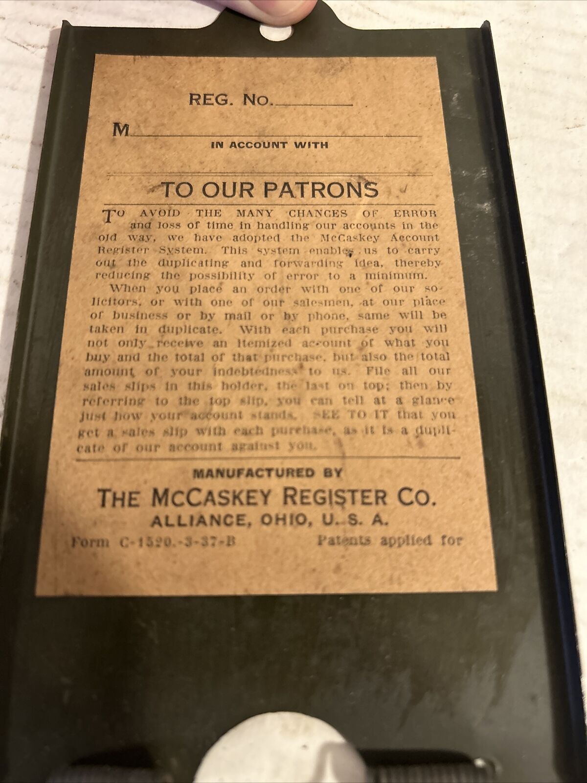 NOS Vintage/Antique Green Wall Hung Wire Bill Receipt Holder McCaskey Register McCaskey Register Co. - фотография #3