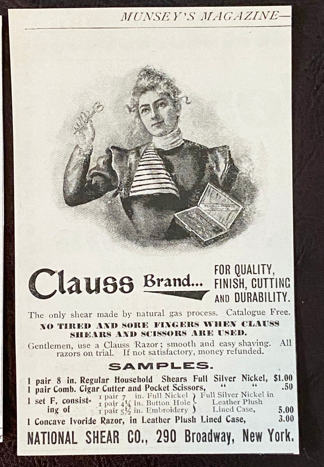Antique 1890s CLAUSS SHEARS Vtg Sewing/Tailor Scissors Print Ad Lot~Fremont,Ohio Без бренда - фотография #4