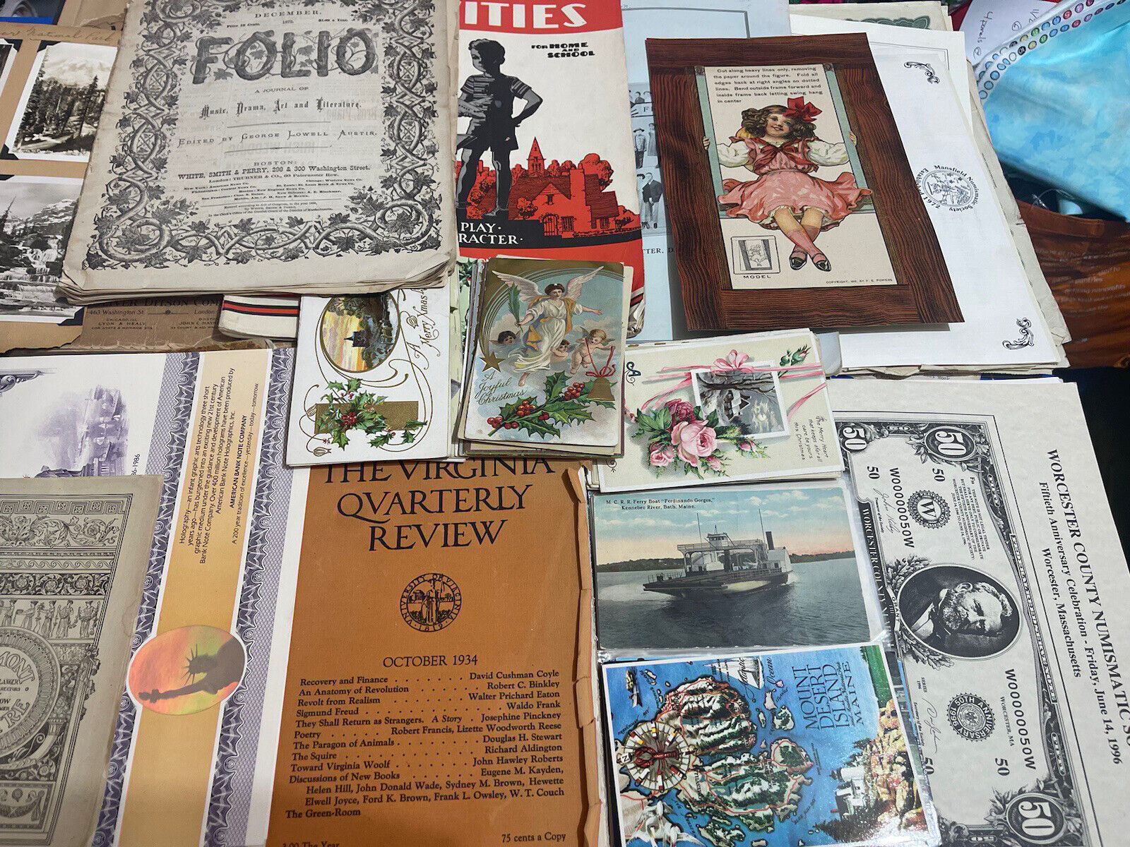 FUNDLE Bundle 100+ Pieces Ephemera Vintage Antique Paper Postcards, Stamps etc. Без бренда - фотография #10