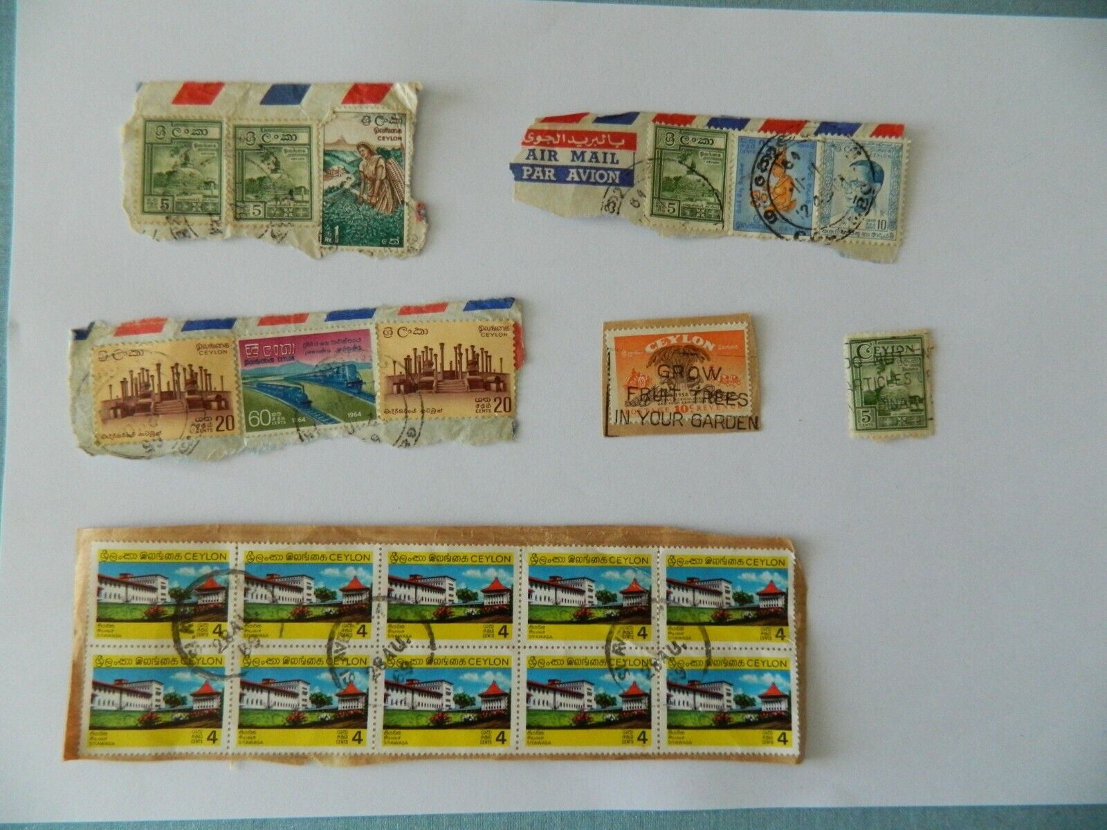 Vintage Stamps Ceylon 1960s Green Blue Yellow 6pcs Без бренда - фотография #2