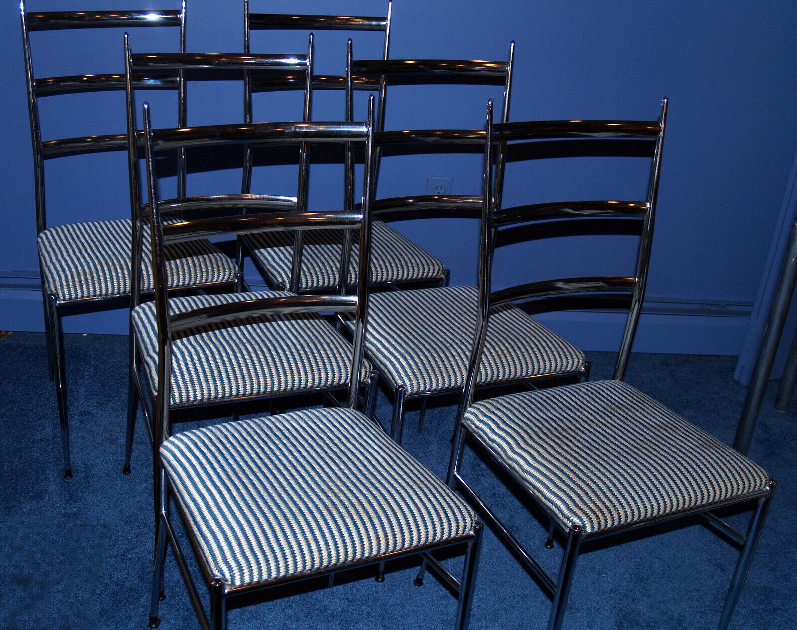 Gio Ponti Dining Chairs Chrome Frames Mid Century Modern Super Leggera Gio Ponti