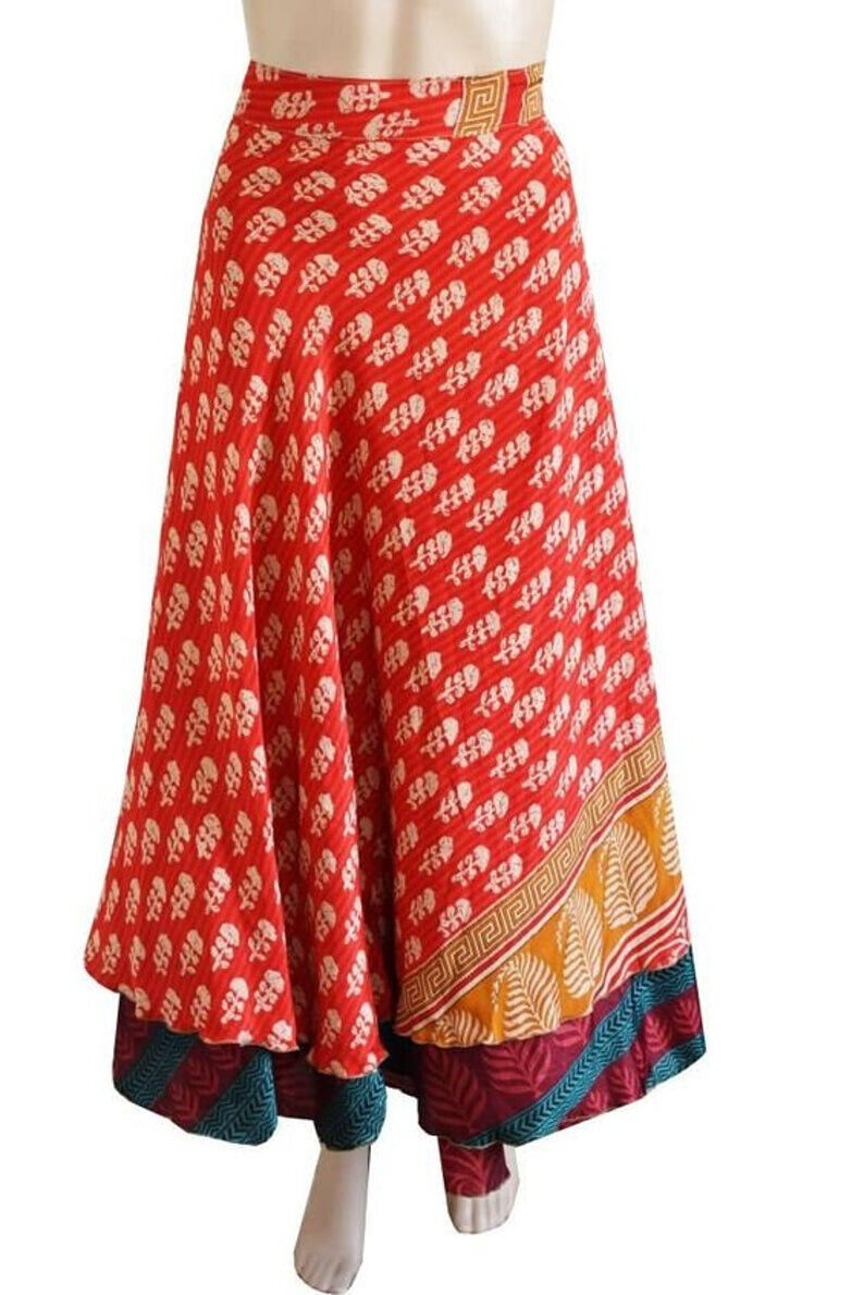 Vintage Silk Sari Recycled Magic Wrap Around Skirt Reversible Women Dress Lot Handmade Does Not Apply - фотография #4