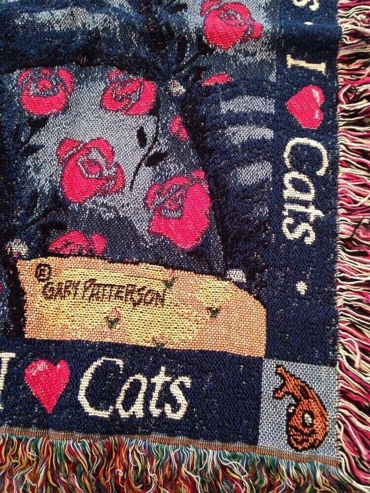 I Love Cats Striped Tabby Catnap Gary Patterson Danbury Mint Throw Blanket NOS Unbranded - фотография #6