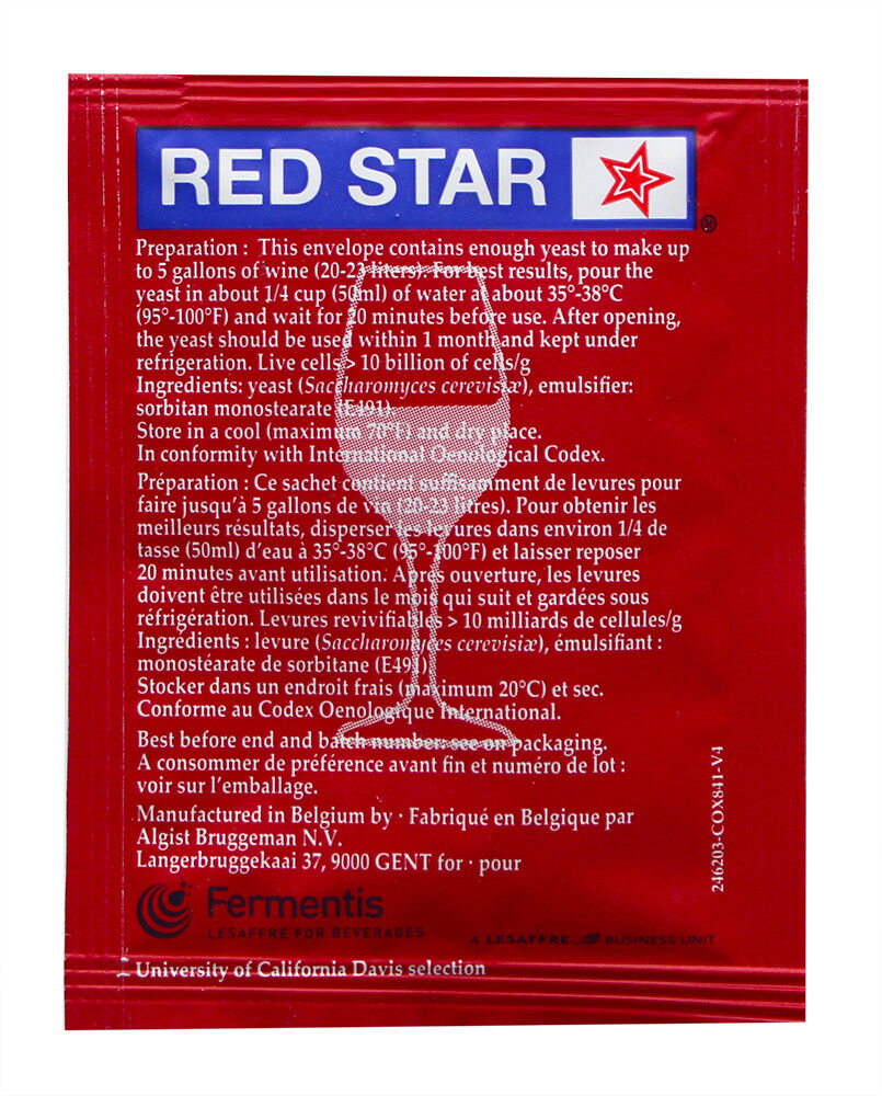 2 pack Red Star Premier Classique formerly Montrachet Wine Making BUY 6 /1 FREE  Red Star RS-Montrachet - фотография #3