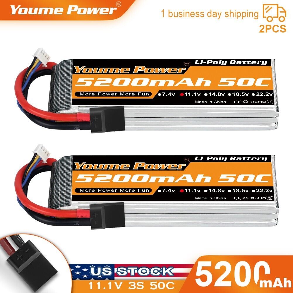 2pcs 11.1V 5200mAh 3S LiPo Battery 50C for RC  TR Car Truck Buggy Boat Youme Model Power Battery Does Not Apply