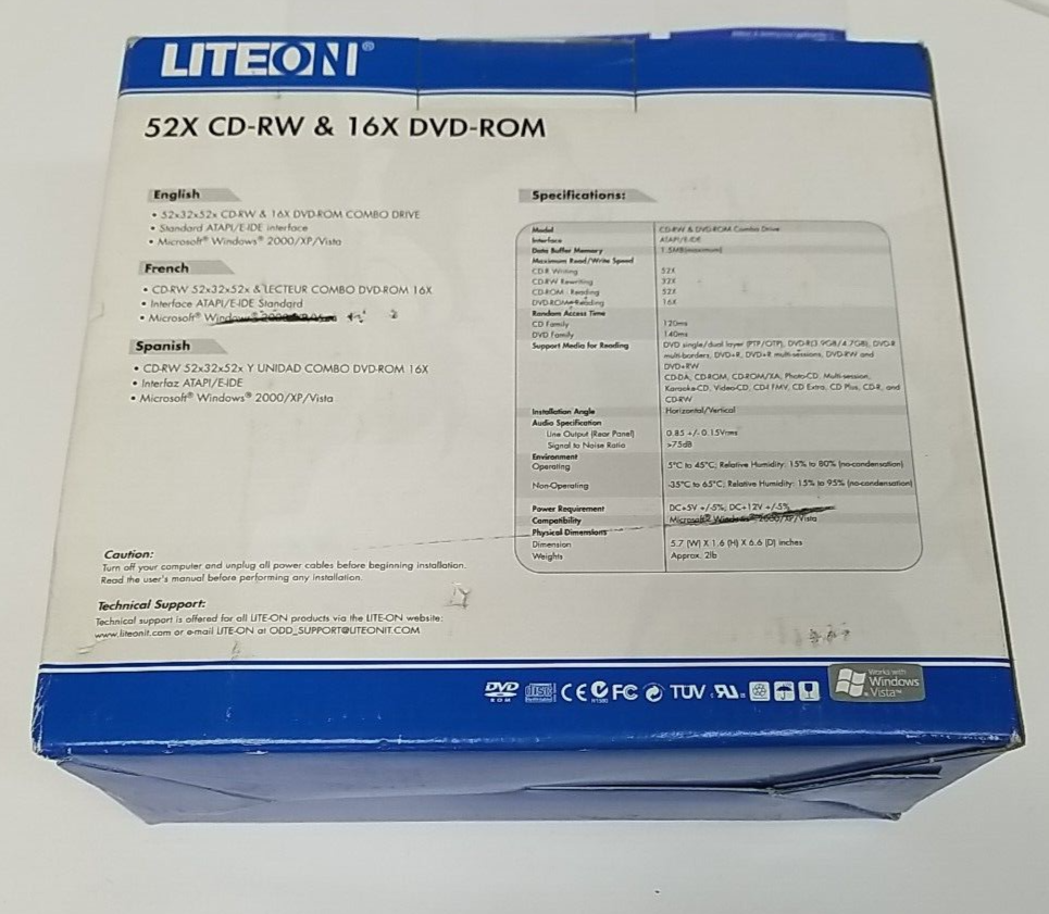 LITEON 52X CD-RW & 16X DVD-ROM Combo Drive    NEW LITE-ON LH-52C1P87C - фотография #3