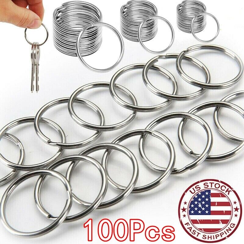 USA 100Pcs Key Rings Chains Split Ring Hoop Metal Loop Steel Accessories 25mm A+ Unbranded Does not apply