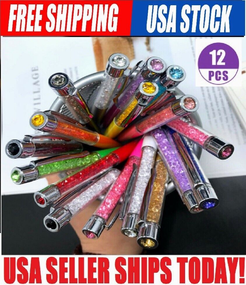 12x Bling Cute Crystals Diamond Ballpoint Pens Office School Supply Stationery Aimilcall