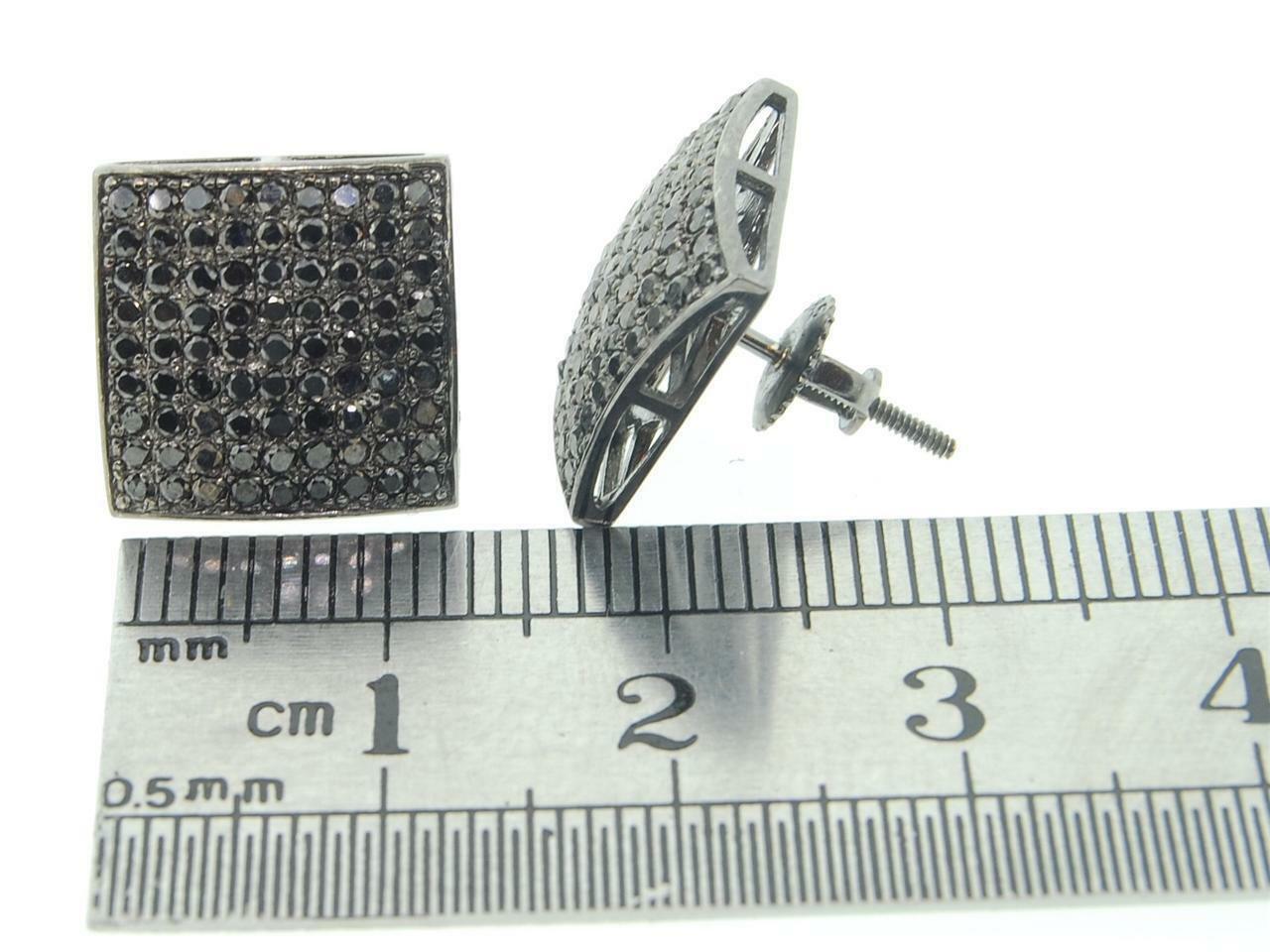 Diamond Studs Mens 10K Black Gold Round Pave Square Shape Earrings 1.64 Tcw. JFL Diamonds & Timepieces - фотография #6