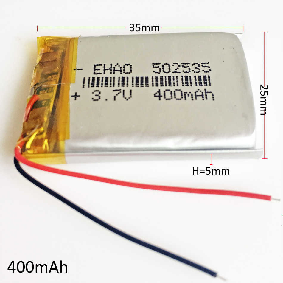 Lots 3pcs 3.7V 400mAh Lipo Polymer Rechargeable Battery For Smart Watch 502535 EHAO Does Not Apply - фотография #2