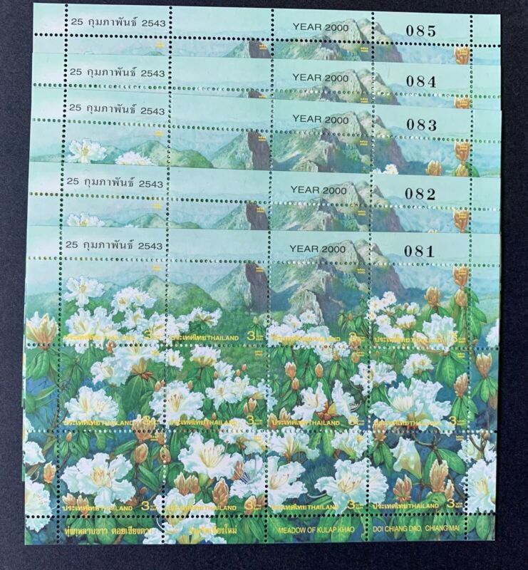 Thailand 5 minisheets of 12 stamps each flowers Meadow of Kulap Khao 2000 MNH Без бренда